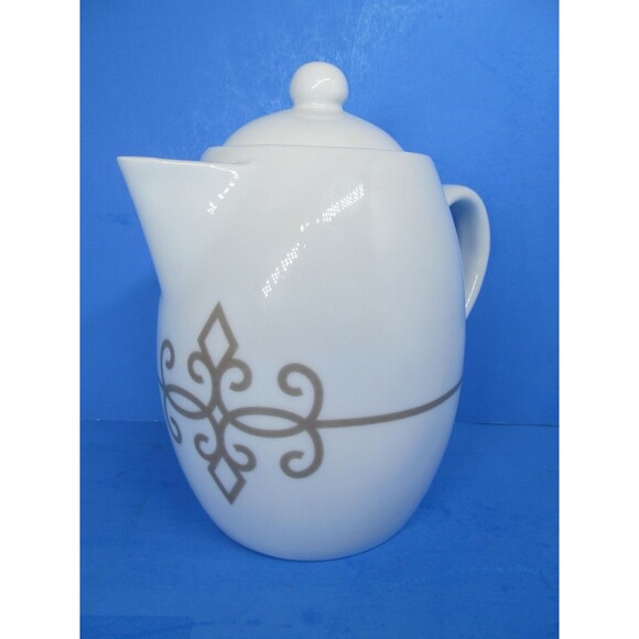 Starbucks Coffee Co. 2015 White With Scroll Design Coffee Pot With Lid - Picture 1 of 9